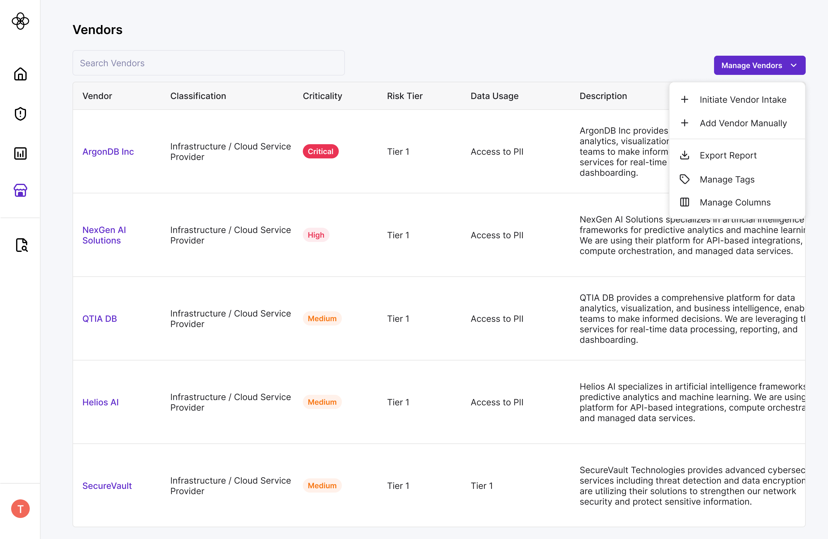 Column management UI