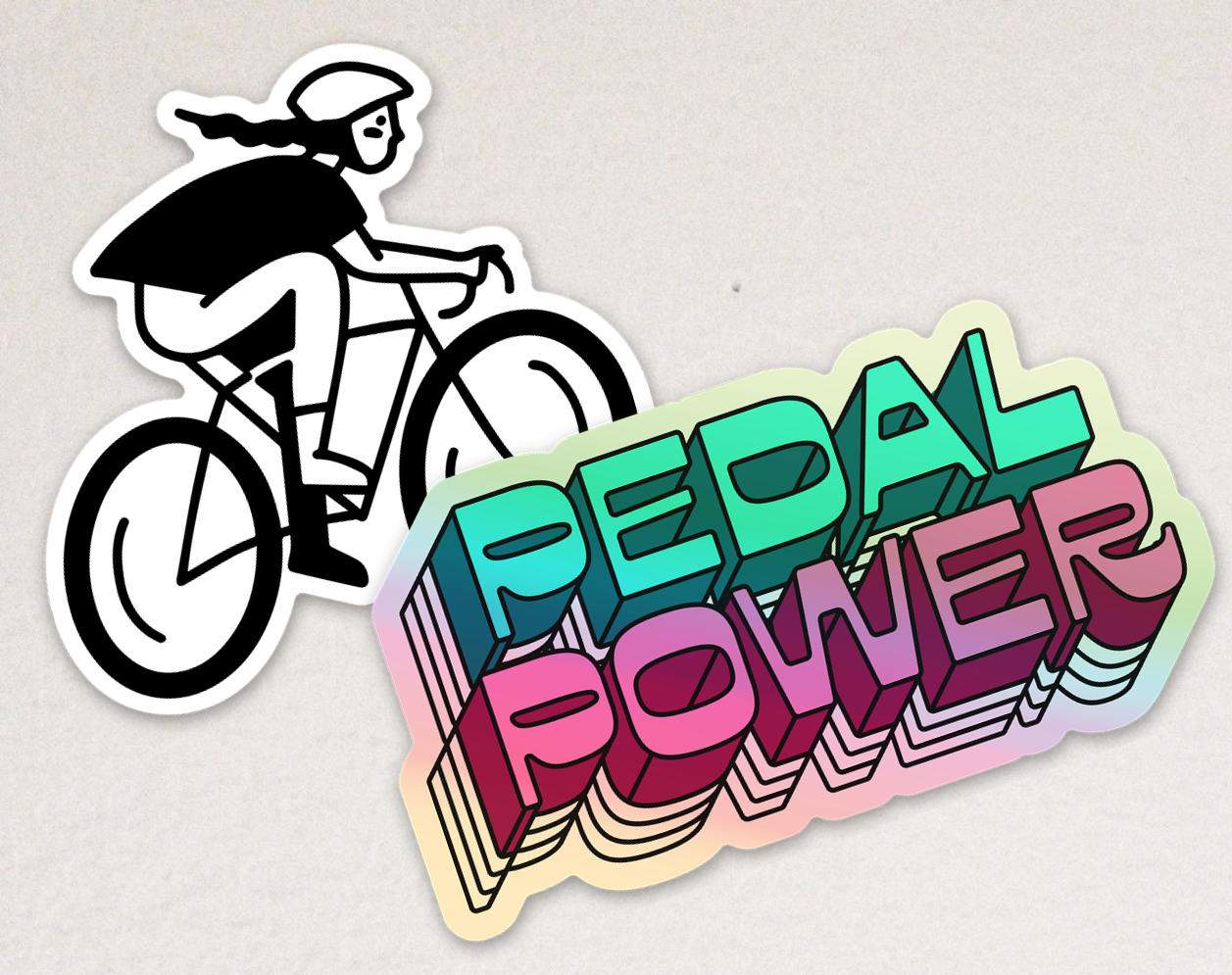 Biker Girl and Pedal Power stickers